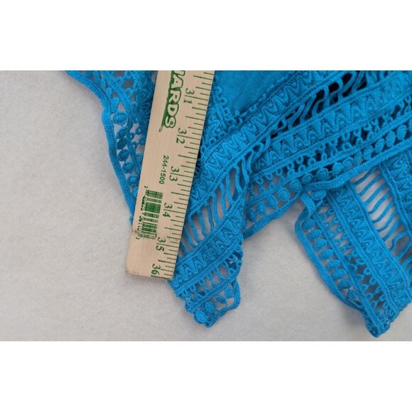 Chico's Women's Linen Blend Sweater Size 1P MP Turquoise Blue Light Cardigan - Picture 8 of 13